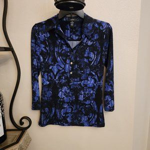 Alfani Button Down printed stretch Top
